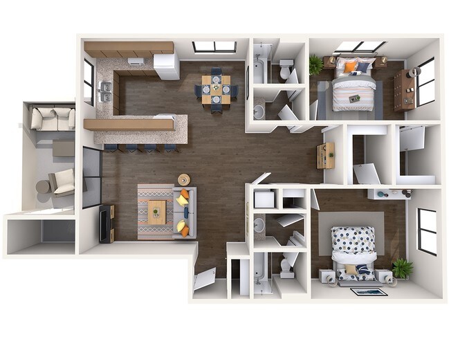 2 Bedroom - 2 Bath Upstairs 2116 2116 floor plan